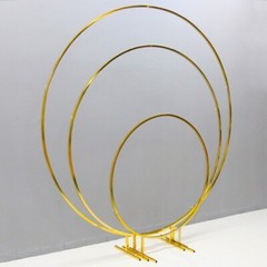 Circle Gold-Plated Shiny Wrought Iron Round Flower Stand Wedding Arch Props Deco