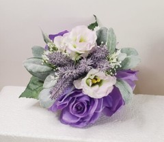 New Boho Bridesmaid Bouquets Wedding Set Of 2 Purple Roses Lavender Artifical