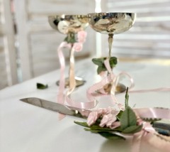 Vintage International Silver Co. Bridal Set Goblets And Cake Knife 1990
