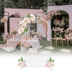 White Metal Wedding Arch Backdrop Background Mesh Wall Circle Balloon Arch Sale
