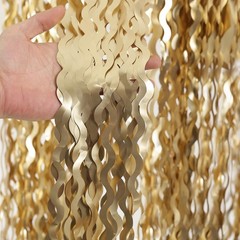 4 Pack Wavy Champagne Gold Metallic Tinsel Foil Fringe Curtains Backdrop – 3….