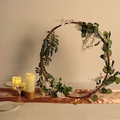 GOLD 24″ Round Metal FLORAL HOOP STANDING WREATH RING Party Events Decorations