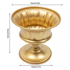 5.9 In. Tall Metal Flower Holder Wedding Decoration Table Mini Trumpet in Gold D