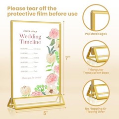 5×7 Gold Acrylic Sign Holder, 12 Pack Wedding Table Vertical-12 Pack-5 x 7