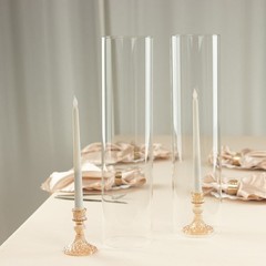 2 CLEAR 20″ Cylinder Glass Hurricane CANDLE HOLDER SHADES Party Home Decorations