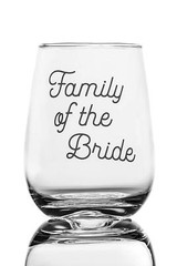 4-Pack Wedding Wine Glasses w/Decal “Family of the Bride” “Family of the Groom”