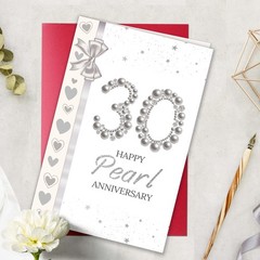 30 Year Anniversary Card for Wife Husband, Pearl Wedding Anniversary Card for…
