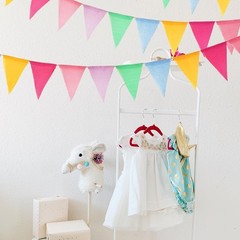 Colorful Pennant Banner, 24pcs Pre-Strung Imitated Burlap Fabric Pastel Rainb…