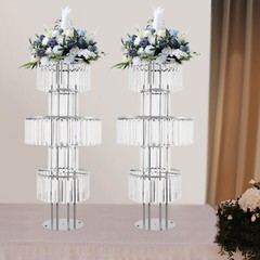 2 PCS 110 cm/43.3 in Tall Crystal Wedding Flower Stand Vase for Party Decor