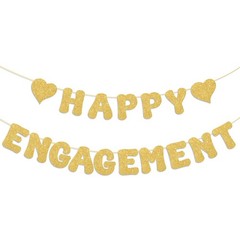 Adecortallk Glitter Happy Engagement 7.09 inches x 6.3 inches, Champagne Gold