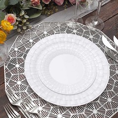10 pcs Plastic WHITE with Basketweave 7″ PLATES Disposable Party Wedding SALE