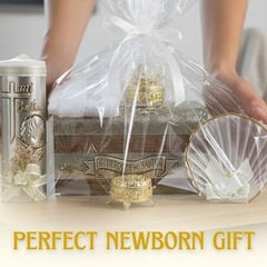Baptism Candle Set in Premium Decoration Box with Towel, Rosary 4 inch, Gold