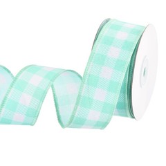 Plaid Check Ribbon, 1.5 Inch x 10 Yards Gingham Ribbon, Turquoise