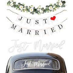 Just Married Car Decorations Kit for Wedding | Honeymoon Send Off Decor with