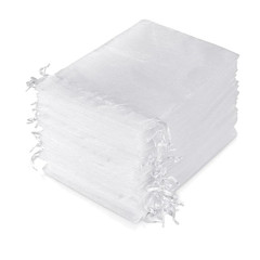 50Pcs White Sheer Organza Bag Jewelry Gift Party Favor Bags with Drawstring for