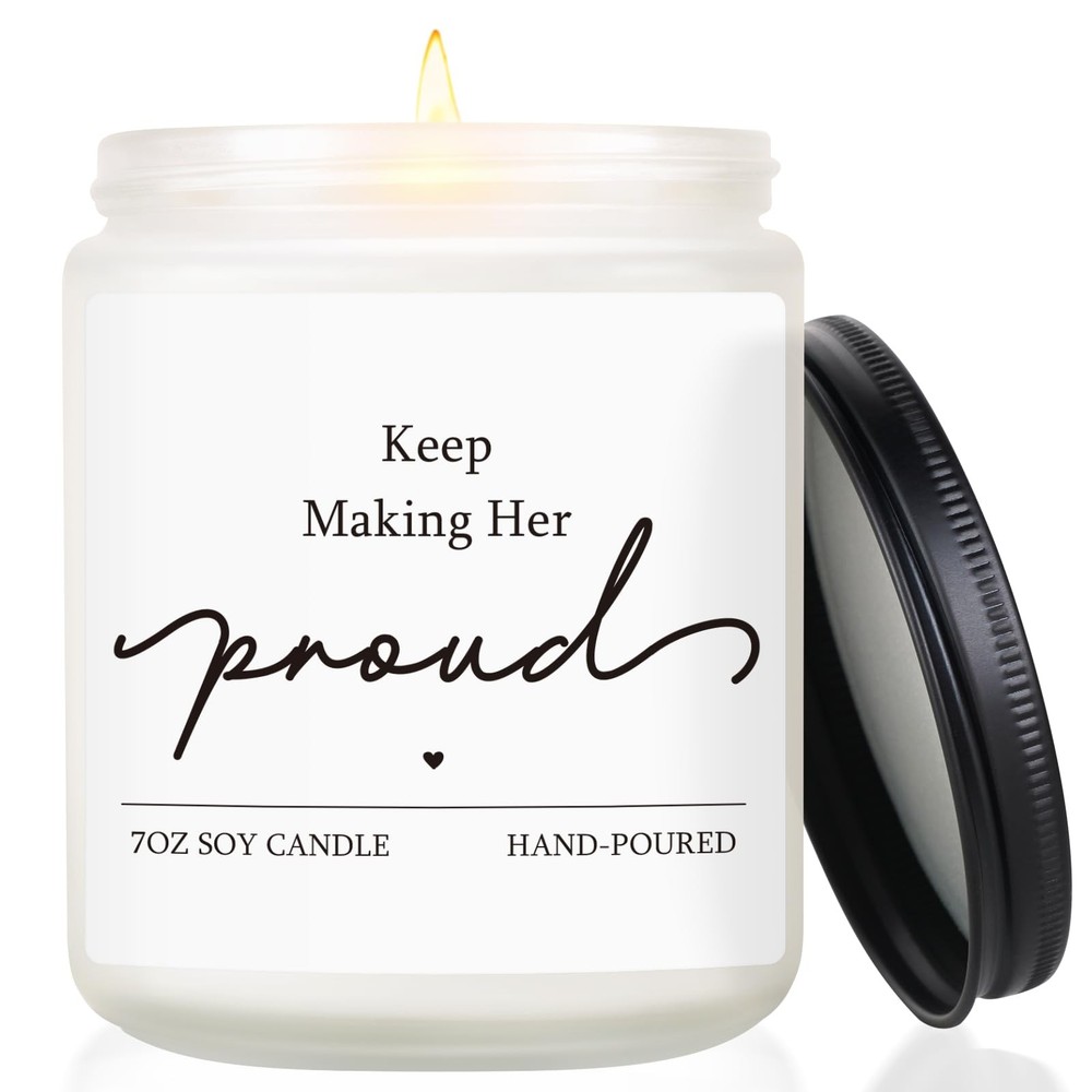 Sympathy Gifts, Keep Making Her Proud Memorial Candle 7 ounce, White