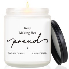 Sympathy Gifts, Keep Making Her Proud Memorial Candle 7 ounce, White