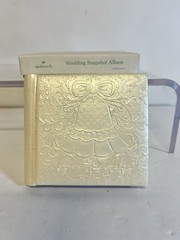 Vintage 1969 Hallmark Wedding Bell Mini Photo Album 3×3 Ivory Embossed w/ Box