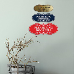 Designer Please Ring Doorbell Sign (Black/Gold) – Small 1 Pack