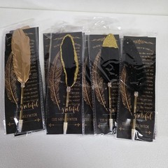 12 Feather Pen Wedding Favors Quill Ballpoint Pens Gold Happy Ever After To