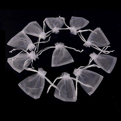 50 Pcs White Organza Drawstring Gift Bags Jewellery Pouches 9×12 cm