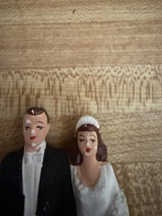 Antique Wedding Chalkware Cake Topper 1950s
