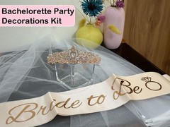 JETKONG 3 Pcs Bachelorette Party Decorations Bridal Shower Crown, Rose Gold
