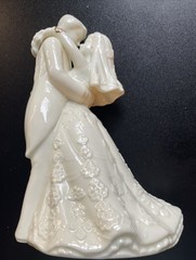 Porcelain Bride and Groom Cake Topper 7 In Cream Color Wedding Cake Topper Gift