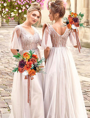 Burnt Orange Bridesmaid Bouquets – 2 PCS Vintage Fall Wedding Flowers