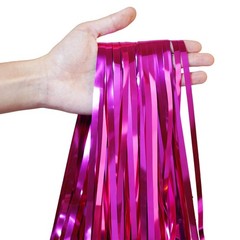 Hot Pink Party Streamers Backdrop – GREATRIL Shiny Fuchsia Tinsel Foil Fringe…