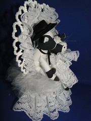 New Elegant Wedding Caketop with Ornate heart & Western Cow Bride & Groom, #113