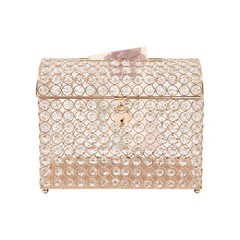 Clear Gold Lockable Wedding Card Box 31 × 16 × 25 cm With Lock & Key