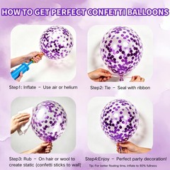 68pcs Black Purple Balloons Kit, Matte Metallic Confetti Latex Blackish Purple