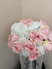 Luxurious Crystal White/Pink Flower Stand Wedding 13in Diameter No Stand Incl