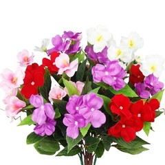 4 Pcs Artificial Flowers for Outdoors UV Resistant Silk Impatiens and