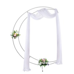 7ft White Metal Crescent Moon Wedding Arch Stand Curved Flower Balloon Frame