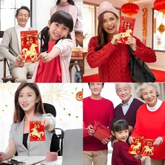 Chinese New Year Red Envelopes, Lunar Envelopes 6.69 X 3.54 Inches