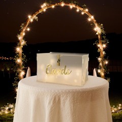 Frosted Acrylic Wedding Card Box Lock Large Gift Reception Slot String Light