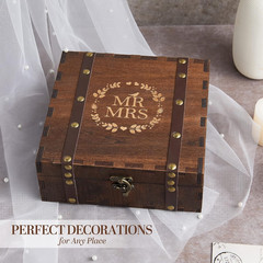Bridal Shower Gifts Mr and Mrs Wedding Keepsake Box for Couples, Wooden Memory B