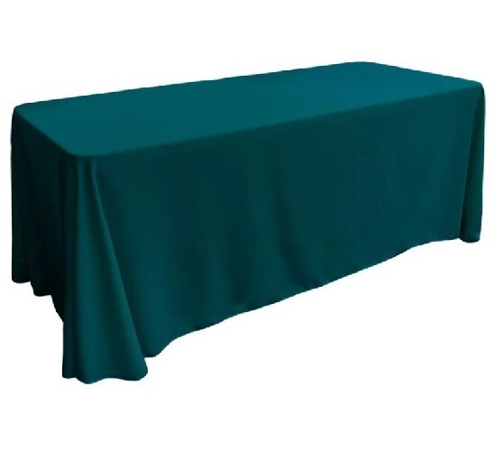 Dark Teal 100% Polyester Rectangular Tablecloth 90″ x 132″ × 3