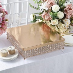 GOLD METAL 16″ wide Cake Stand with Crystal Beads Party Wedding Reception SALE