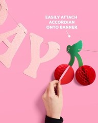 Happy Birthday Cherry Banner – Pink Glitter, 6.5 Ft. | 3D Cherry Garland,