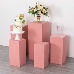 5 DUSTY ROSE Fitted Spandex Rectangular Display STAND COVERS Set Decorations