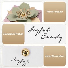 Wedding Favor Box with Light Green Floral Decor, (2.5 x 2.5 Inch, Pink)(25 Pcs)