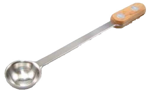 Basic Wax Melting Spoon, metal with wood on end of handle, 4 1/2″ long