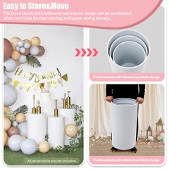3Pcs Round Cylinder Pedestal Stand For Wedding Party Display Stand Decor White