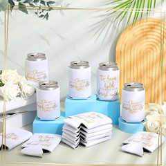 50 Pieces White Wedding Can Cooler Sleeves Bulk Engagement Party Favors