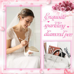 24 Pcs Bridal Shower Gifts for Guests Diamond Pens Rose Golden Crystal Ballpoint