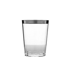 25 CLEAR SILVER 8 oz Plastic Rim CUPS Disposable Tableware Wedding Supplies