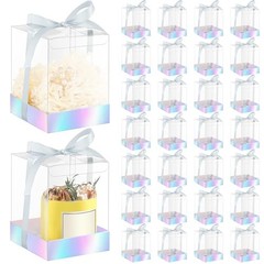 36 Set 3. 5 x 3. 5 x 4. 3 in Transparent Candle Gift Box Packaging Box Silver